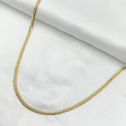 14K Solid Yellow Gold Flat Curb Necklace